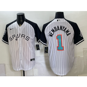 San Antonio Spurs 1 Wembanyama White Baseball Vapor Limited Men Jersey San Antonio Spurs 1 Wembanyama White Baseball Vapor Limited Men Jersey