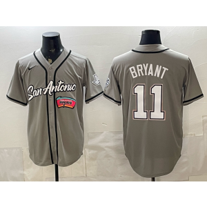 San Antonio Spurs 11 Bryant Grey Baseball Vapor Limited Men Jersey 2 San Antonio Spurs 11 Bryant Grey Baseball Vapor Limited Men Jersey 2