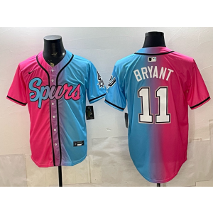 San Antonio Spurs 11 Bryant Pink Blue Split Baseball Vapor Limited Men Jersey