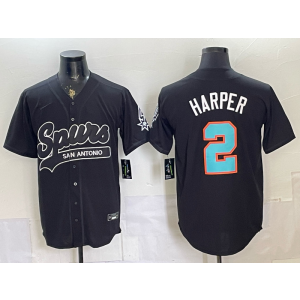 San Antonio Spurs 2 Harper Black Baseball Vapor Limited Men Jersey 1