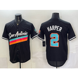 San Antonio Spurs 2 Harper Black Baseball Vapor Limited Men Jersey 1 San Antonio Spurs 2 Harper Black Baseball Vapor Limited Men Jersey 1