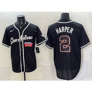 San Antonio Spurs 2 Harper Black Baseball Vapor Limited Men Jersey 2 San Antonio Spurs 2 Harper Black Baseball Vapor Limited Men Jersey 2
