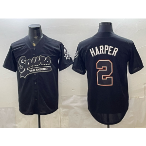 San Antonio Spurs 2 Harper Black Baseball Vapor Limited Men Jersey 3 San Antonio Spurs 2 Harper Black Baseball Vapor Limited Men Jersey 3