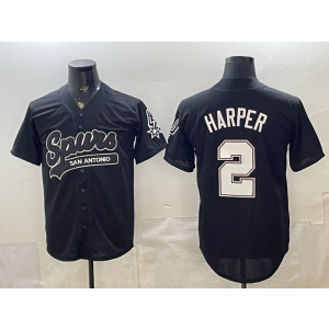 San Antonio Spurs 2 Harper Black Baseball Vapor Limited Men Jersey 4
