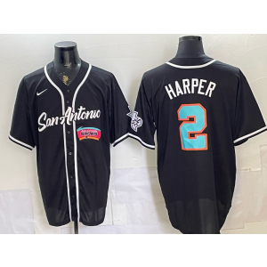 San Antonio Spurs 2 Harper Black Baseball Vapor Limited Men Jersey San Antonio Spurs 2 Harper Black Baseball Vapor Limited Men Jersey