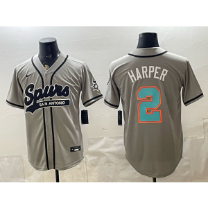 San Antonio Spurs 2 Harper Grey Baseball Vapor Limited Men Jersey (2)