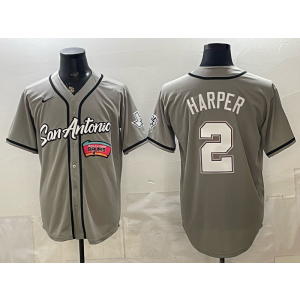 San Antonio Spurs 2 Harper Grey Baseball Vapor Limited Men Jersey 1 San Antonio Spurs 2 Harper Grey Baseball Vapor Limited Men Jersey 1