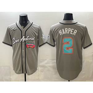 San Antonio Spurs 2 Harper Grey Baseball Vapor Limited Men Jersey 2 San Antonio Spurs 2 Harper Grey Baseball Vapor Limited Men Jersey 2