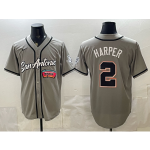 San Antonio Spurs 2 Harper Grey Baseball Vapor Limited Men Jersey San Antonio Spurs 2 Harper Grey Baseball Vapor Limited Men Jersey