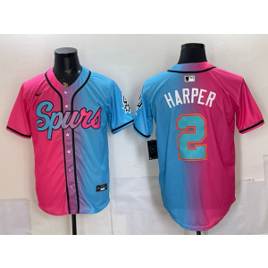 San Antonio Spurs 2 Harper Pink Blue Baseball Vapor Limited Men Jersey San Antonio Spurs 2 Harper Pink Blue Baseball Vapor Limited Men Jersey