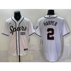 San Antonio Spurs 2 Harper White Baseball Vapor Limited Men Jersey 1 San Antonio Spurs 2 Harper White Baseball Vapor Limited Men Jersey 1