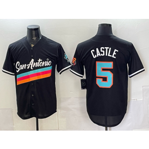 San Antonio Spurs 5 Castle Black Baseball Vapor Limited Men Jersey 1 San Antonio Spurs 5 Castle Black Baseball Vapor Limited Men Jersey 1