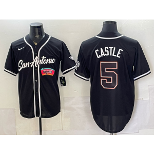 San Antonio Spurs 5 Castle Black Baseball Vapor Limited Men Jersey 2 San Antonio Spurs 5 Castle Black Baseball Vapor Limited Men Jersey 2