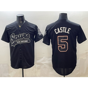 San Antonio Spurs 5 Castle Black Baseball Vapor Limited Men Jersey 3 San Antonio Spurs 5 Castle Black Baseball Vapor Limited Men Jersey 3