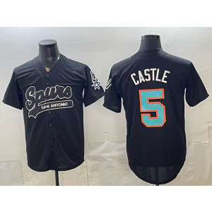 San Antonio Spurs 5 Castle Black Baseball Vapor Limited Men Jersey 4 San Antonio Spurs 5 Castle Black Baseball Vapor Limited Men Jersey 4