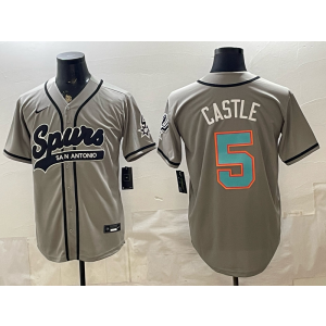San Antonio Spurs 5 Castle Grey Baseball Vapor Limited Men Jersey (2)