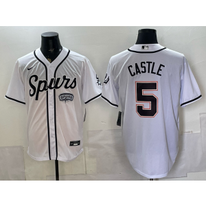 San Antonio Spurs 5 Castle White Baseball Vapor Limited Men Jersey 1 San Antonio Spurs 5 Castle White Baseball Vapor Limited Men Jersey 1