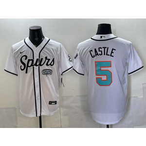 San Antonio Spurs 5 Castle White Baseball Vapor Limited Men Jersey San Antonio Spurs 5 Castle White Baseball Vapor Limited Men Jersey