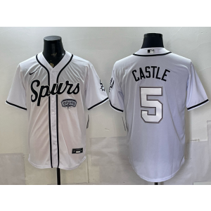 San Antonio Spurs 5 Castle White Baseball Vapor Limited Men Jersey San Antonio Spurs 5 Castle White Baseball Vapor Limited Men Jersey