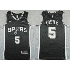San Antonio Spurs 5 Stephon Castle Black 2025-26 Association Edition Men Jersey