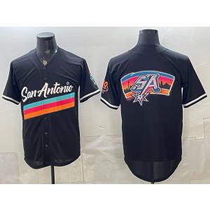 San Antonio Spurs Black Baseball Vapor Limited Men Jersey 7 San Antonio Spurs Black Baseball Vapor Limited Men Jersey 7