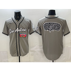 San Antonio Spurs Grey Baseball Logo Vapor Limited Men Jersey 1 San Antonio Spurs Grey Baseball Logo Vapor Limited Men Jersey 1