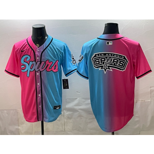 San Antonio Spurs Pink Blue Baseball Vapor Limited Men Jersey 1 San Antonio Spurs Pink Blue Baseball Vapor Limited Men Jersey 1
