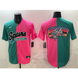 San Antonio Spurs Pink Green Split Baseball Vapor Limited Men Jersey 1 San Antonio Spurs Pink Green Split Baseball Vapor Limited Men Jersey 1