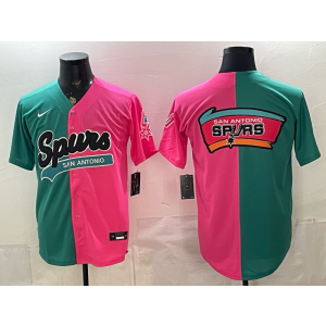 San Antonio Spurs Pink Green Split Baseball Vapor Limited Men Jersey 2 San Antonio Spurs Pink Green Split Baseball Vapor Limited Men Jersey 2
