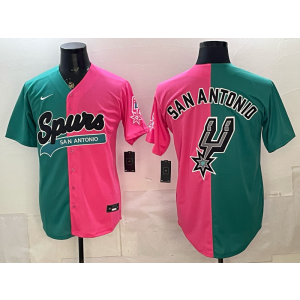 San Antonio Spurs Pink Green Split Baseball Vapor Limited Men Jersey San Antonio Spurs Pink Green Split Baseball Vapor Limited Men Jersey