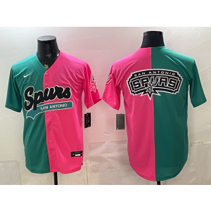 San Antonio Spurs Pink Green Split Baseball Vapor Logo Limited Men Jersey