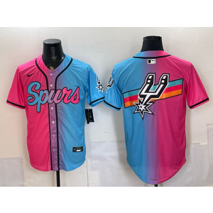 San Antonio Spurs Red Blue Baseball Logo Vapor Limited Men Jersey