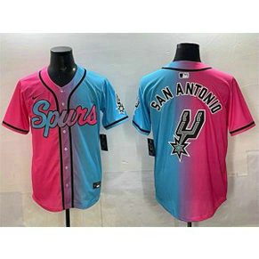 San Antonio Spurs Team Big Logo Pink Blue Baseball Vapor Limited Men Jersey San Antonio Spurs Team Big Logo Pink Blue Baseball Vapor Limited Men Jersey