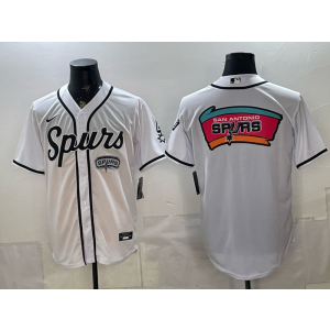 San Antonio Spurs White Baseball Logo Vapor Limited Men Jersey 1 San Antonio Spurs White Baseball Logo Vapor Limited Men Jersey 1