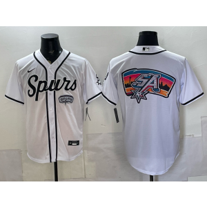 San Antonio Spurs White Baseball Logo Vapor Limited Men Jersey San Antonio Spurs White Baseball Logo Vapor Limited Men Jersey