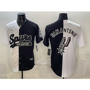 San Antonio Spurs White Black Split Baseball Vapor Limited Men Jersey San Antonio Spurs White Black Split Baseball Vapor Limited Men Jersey