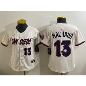 San Diego Padres 13 Machado Cream Cool Base Women Jersey San Diego Padres 13 Machado Cream Cool Base Women Jersey