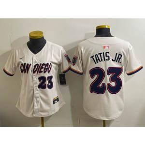 San Diego Padres 23 Tatis Jr Cream Cool Base Women Jersey San Diego Padres 23 Tatis Jr Cream Cool Base Women Jersey