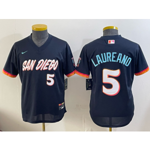 San Diego Padres 5 Laureano Navy 2026 City Connect Cool Base Youth Jersey San Diego Padres 5 Laureano Navy 2026 City Connect Cool Base Youth Jersey