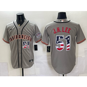 San Francisco Giants 51 J.H.LEE Grey USA 250 Fourth of July Men Jersey San Francisco Giants 51 J.H.LEE Grey USA 250 Fourth of July Men Jersey