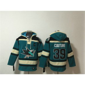 San Jose Sharks 39 Logan Couture Teal Lace-Up Pullover Hoodie San Jose Sharks 39 Logan Couture Teal Lace-Up Pullover Hoodie