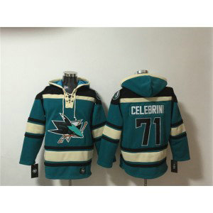 San Jose Sharks 71 Macklin Celebrini Teal Lace-Up Pullover Hoodie San Jose Sharks 71 Macklin Celebrini Teal Lace-Up Pullover Hoodie