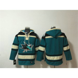 San Jose Sharks Blank Teal Lace-Up Pullover Hoodie San Jose Sharks Blank Teal Lace-Up Pullover Hoodie