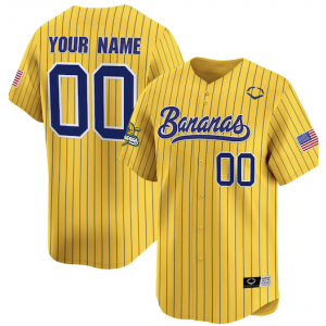 Savannah Bananas stripe Yellow Customized Baseball Men Jersey Savannah Bananas stripe Yellow Customized Baseball Men Jersey