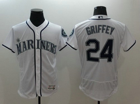 Seattle Mariners #24 Ken Griffey Jr. Retired White 2016 Flexbase Majestic Baseball Jersey