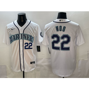 Seattle Mariners 22 Woo White Cool Base Men Jersey