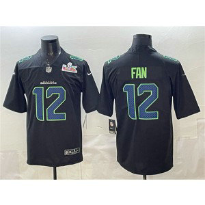 Seattle Seahawks 12 Fan Black 2026 Super Bowl LX Vapor Limited Men JerseyJersey