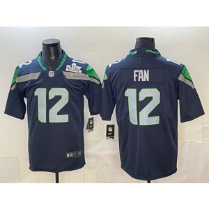 Seattle Seahawks 12 Fan Blue 2026 Super Bowl LX Vapor Limited Men Jersey