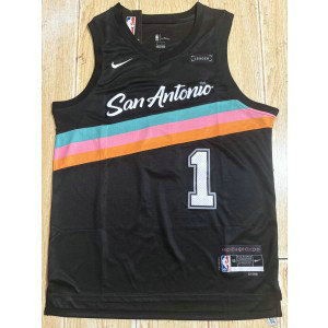 Spurs 1 Victor Wembanyama Black Men Jersey