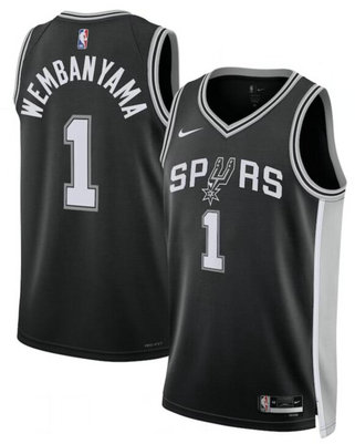 Spurs 1 Victor Wembanyama Black Nike 2022-23 Association Edition Swingman Jersey
